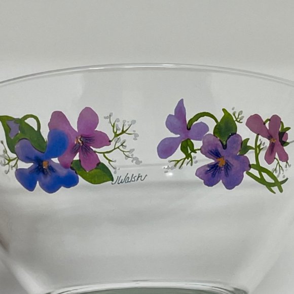 Vintage Set of 7 Avon Wild Violets Collection J Walsh Clear Crystal Glass Bowls - Picture 3 of 10